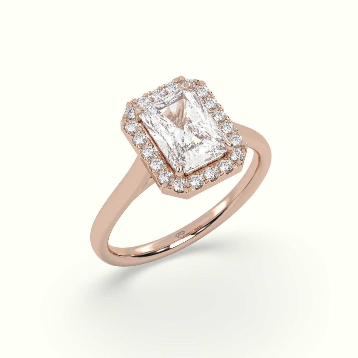 Radiant Cut Halo Diamond Engagement Ring — Rose Gold