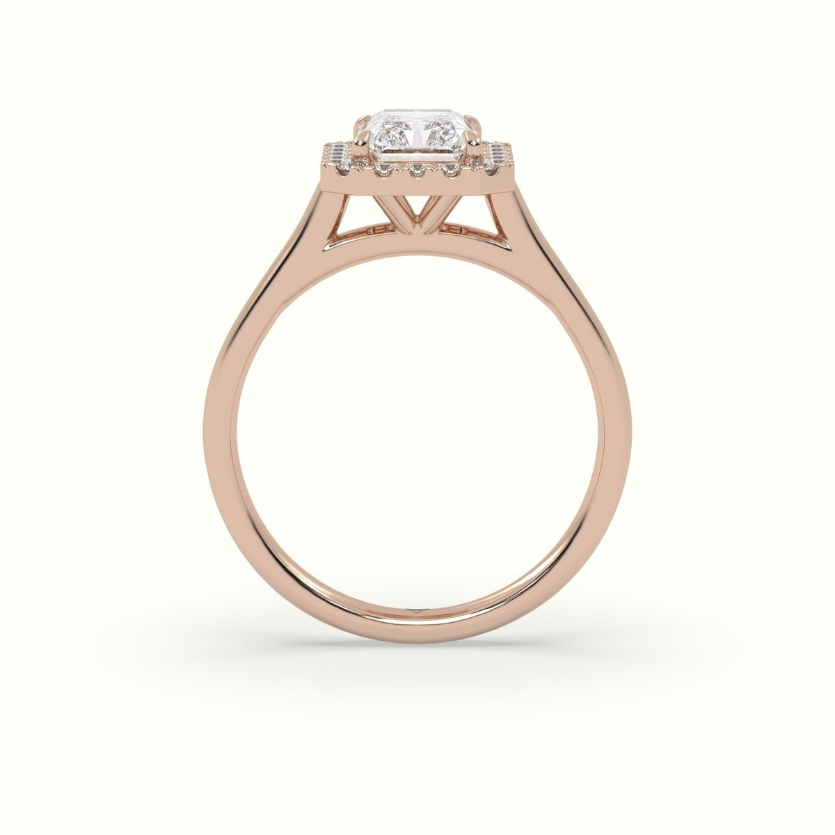 Radiant Cut Halo Diamond Engagement Ring — Rose Gold