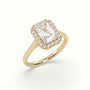 Radiant Cut Halo Diamond Engagement Ring — Yellow Gold