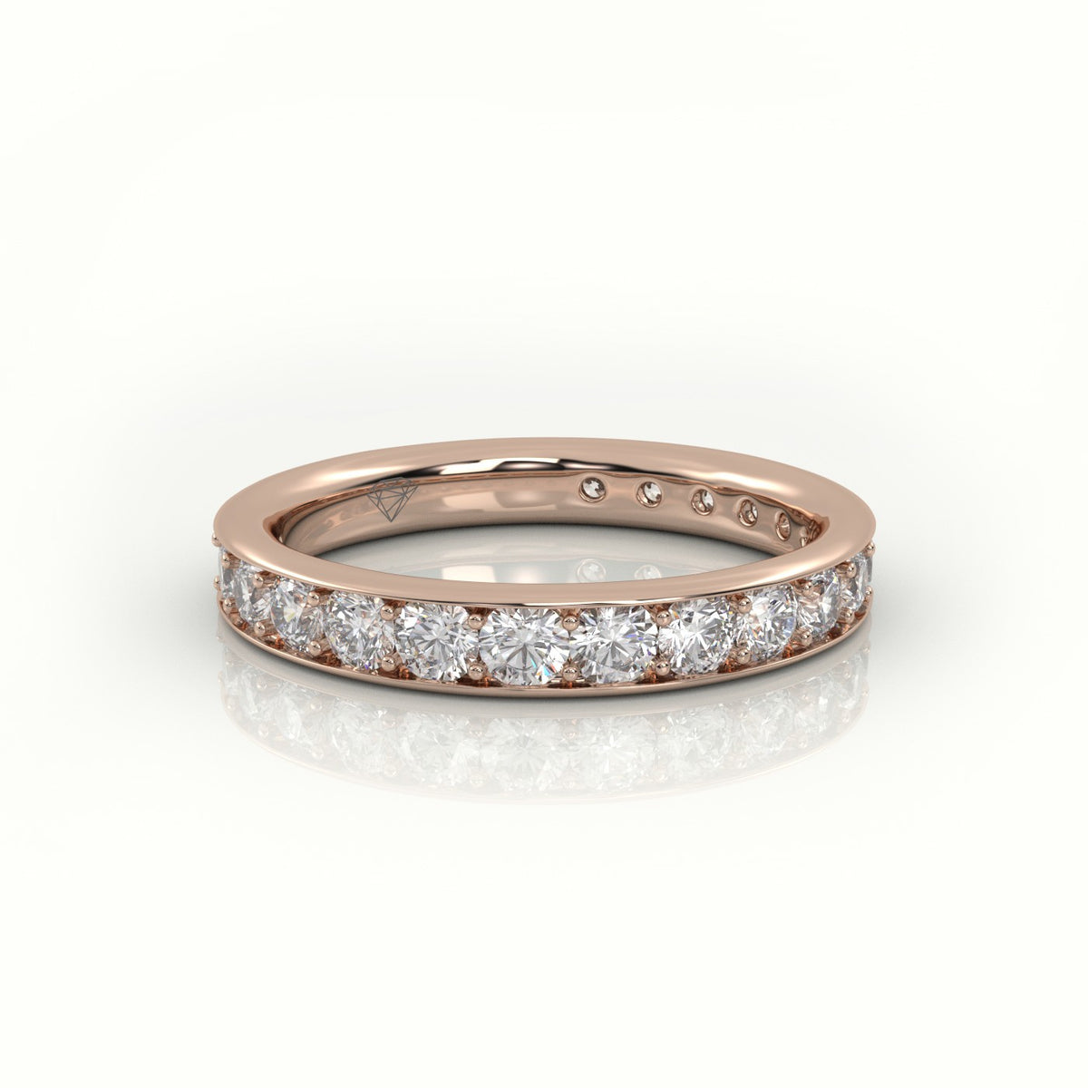 Round Cut Channel Set Eternity Band — Rose Gold