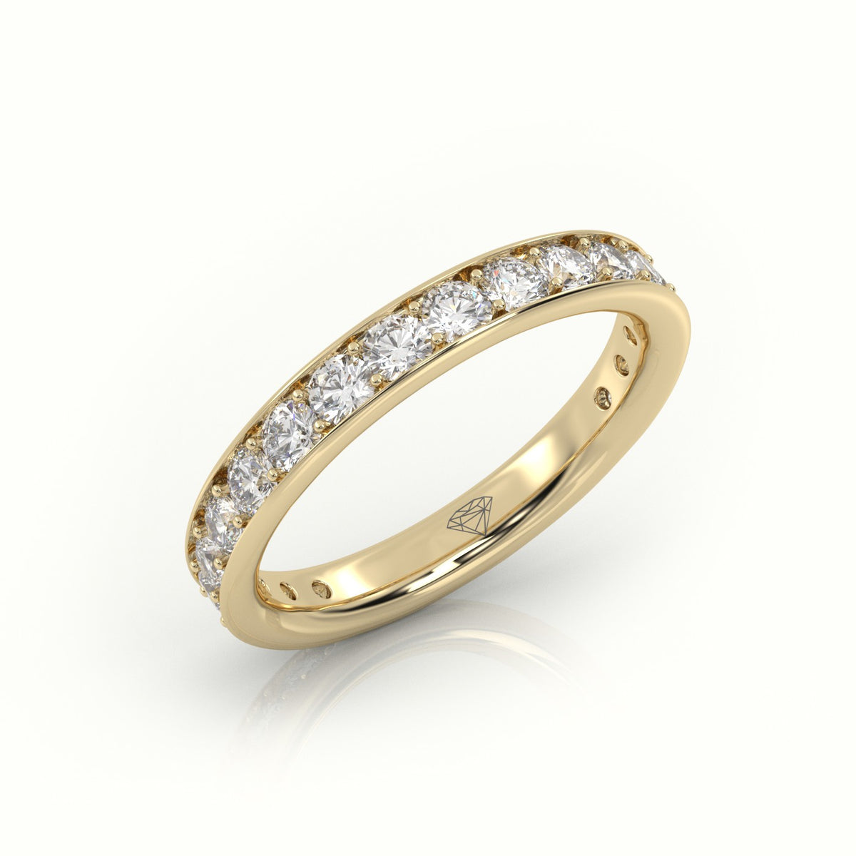 Round Cut Channel Set Eternity Band — Yellow Gold