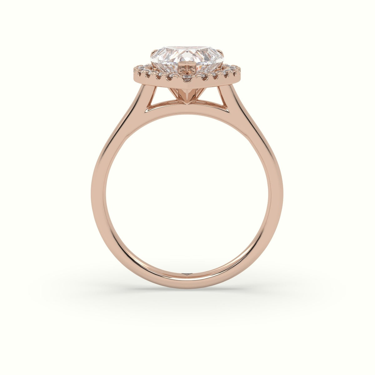 Heart Cut Halo Diamond Engagement Ring — Rose Gold