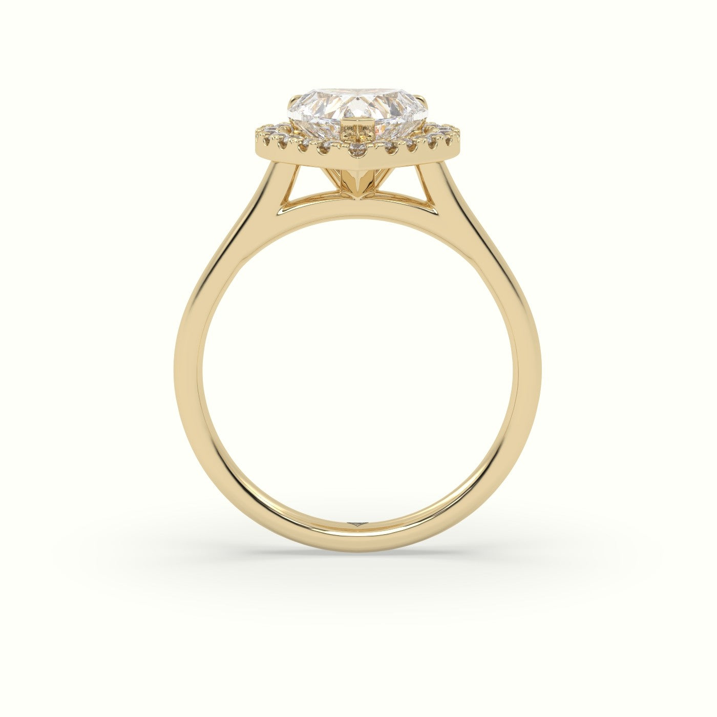 Heart Cut Halo Diamond Engagement Ring — Yellow Gold