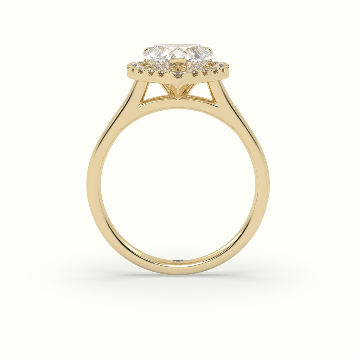 Heart Cut Halo Diamond Engagement Ring — Yellow Gold