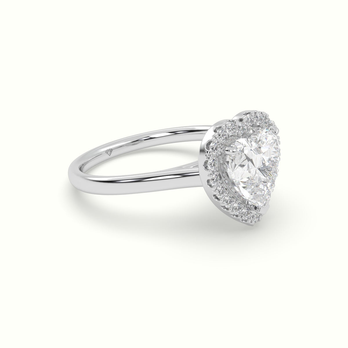 Heart Cut Halo Diamond Engagement Ring — White Gold