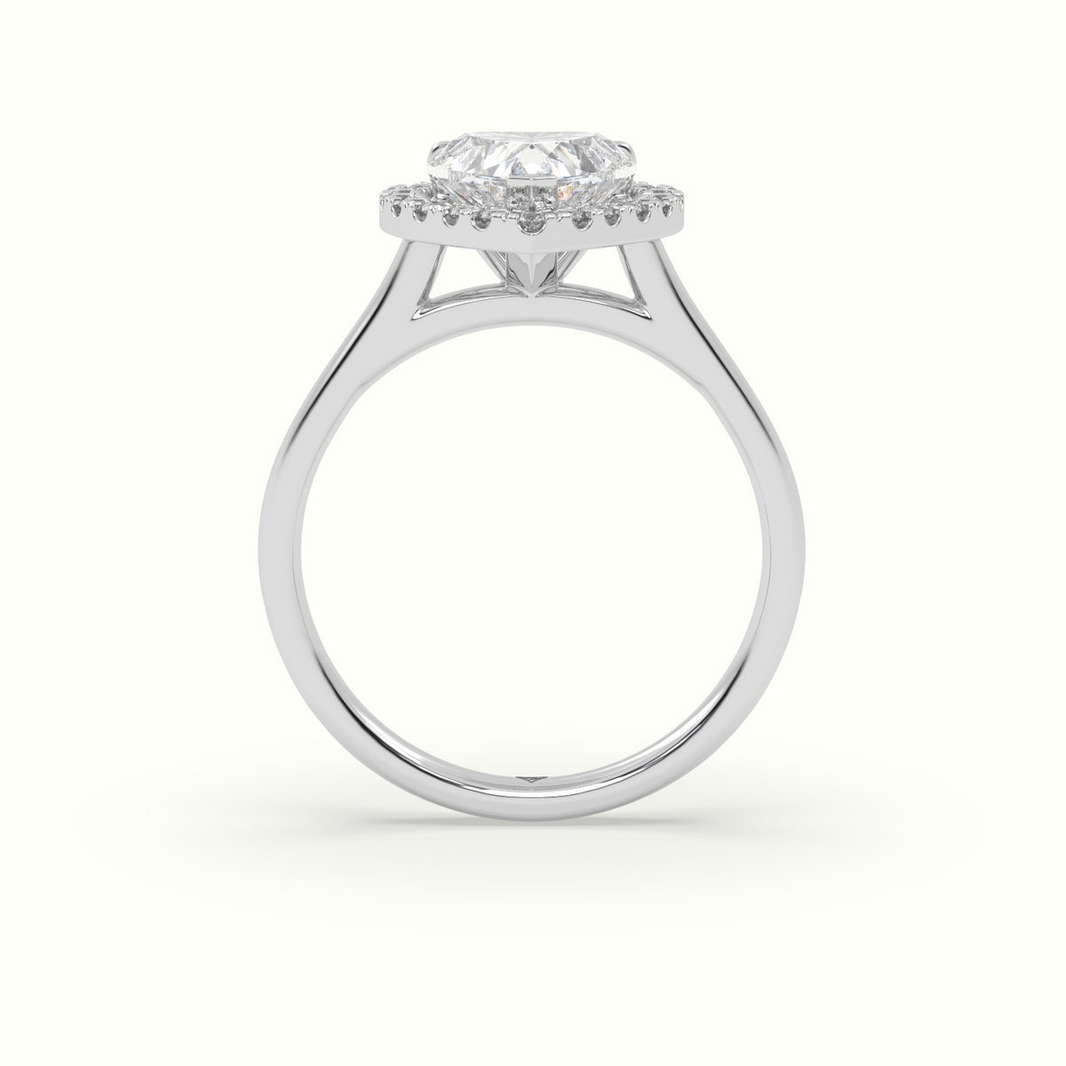 Heart Cut Halo Diamond Engagement Ring — White Gold