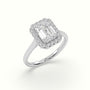 Emerald Cut Halo Diamond Engagement Ring — White Gold