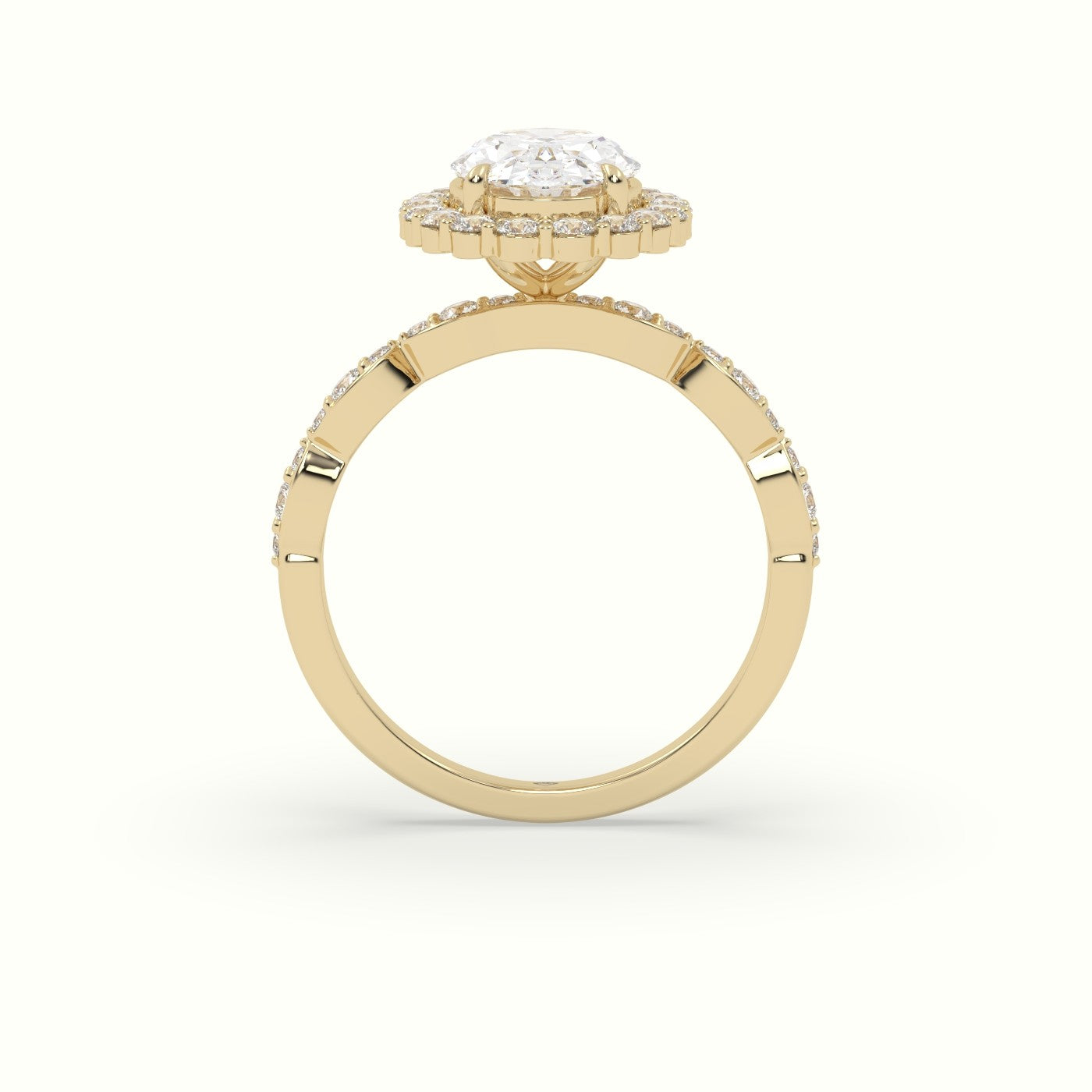 Oval Cut Grand Halo Diamond Engagement Ring — Yellow Gold