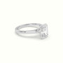 Emerald Cut Diamond Bezel Set Engagement Ring — White Gold