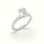 Emerald Cut Diamond Bezel Set Engagement Ring — White Gold