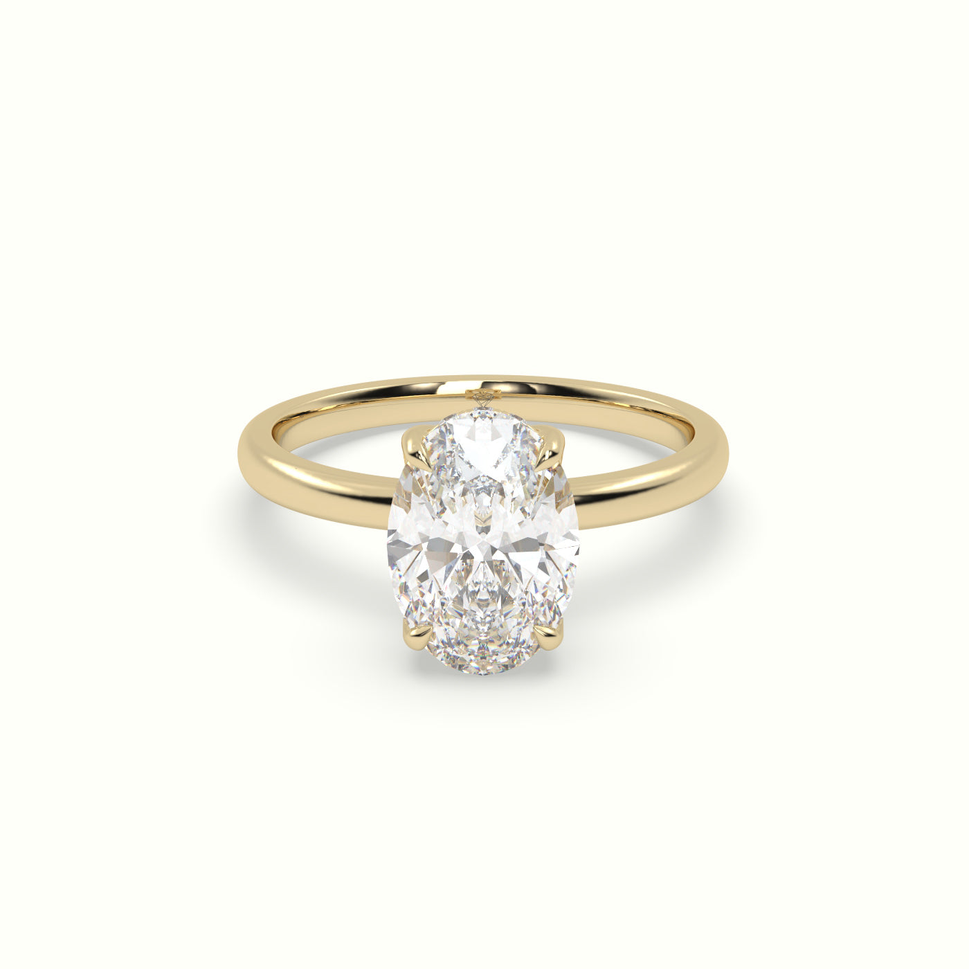 The Tulip Oval Cut 4 Prong Hidden Halo Diamond Engagement Ring