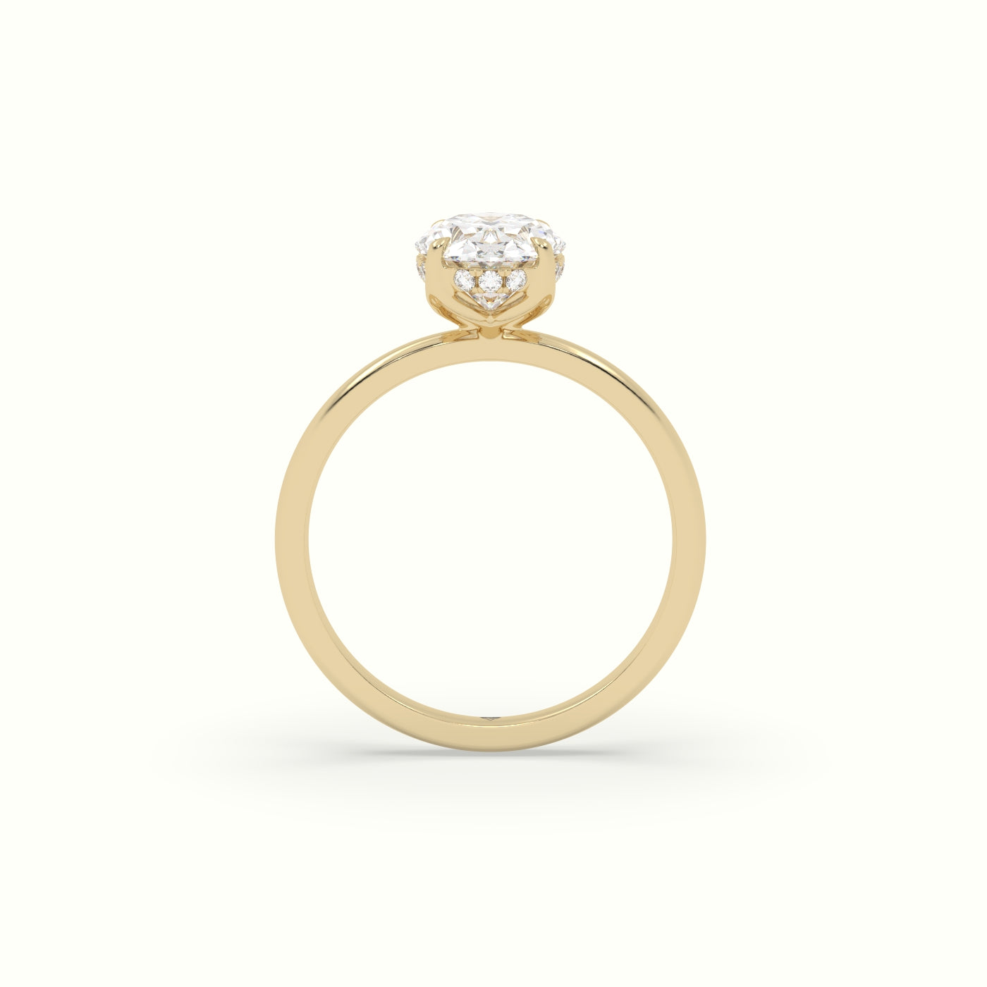 The Tulip Oval Cut 4 Prong Hidden Halo Diamond Engagement Ring