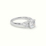 Asscher Cut Diamond Side Stone Engagement Ring — White Gold