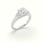 Asscher Cut Diamond Side Stone Engagement Ring — White Gold