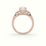Asscher Cut Diamond Side Stone Engagement Ring — Rose Gold