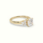 Asscher Cut Diamond Side Stone Engagement Ring — Yellow Gold