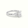 Emerald Cut Diamond Side Stone Engagement Ring — White Gold