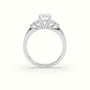 Emerald Cut Diamond Side Stone Engagement Ring — White Gold