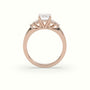 Emerald Cut Diamond Side Stone Engagement Ring — Rose Gold