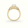Emerald Cut Diamond Side Stone Engagement Ring — Yellow Gold
