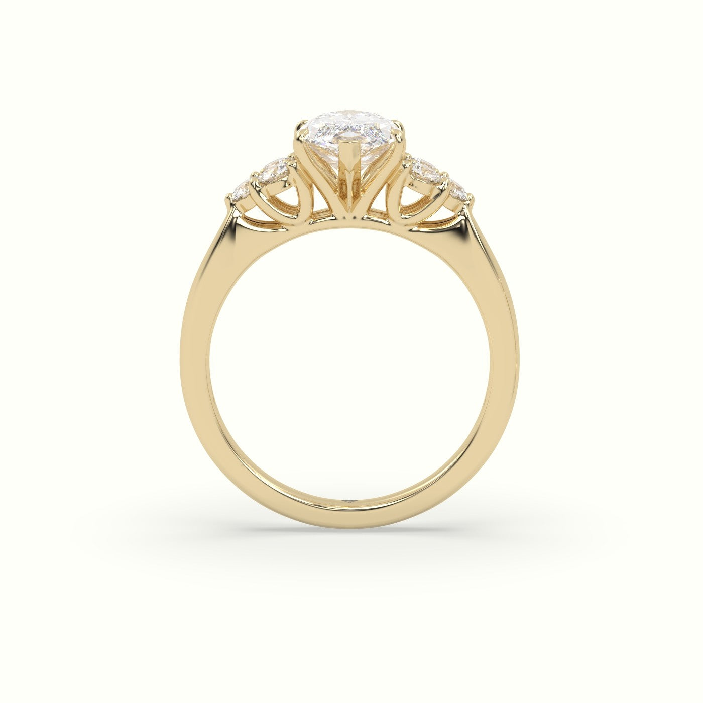 Marquise Cut Diamond Engagement Ring With Side Stones — Yellow Gold