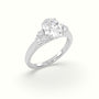 Oval Cut Diamond Side Stone Engagement Ring — White Gold