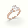 Oval Cut Diamond Side Stone Engagement Ring — Rose Gold