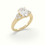 Pear Cut Diamond Side Stone Engagement Ring — Yellow Gold