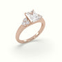 Radiant Cut Diamond Side Stone Engagement Ring — Rose Gold