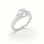 Round Cut Diamond Side Stone Engagement Ring — White Gold