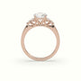 Round Cut Diamond Side Stone Engagement Ring — Rose Gold