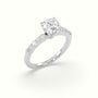 Asscher Cut Diamond Pave Engagement Ring — White Gold