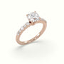 Asscher Cut Diamond Pave Engagement Ring — Rose Gold