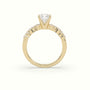 Asscher Cut Diamond Pave Engagement Ring — Yellow Gold