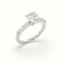 Cushion Cut Diamond Pave Engagement Ring — White Gold