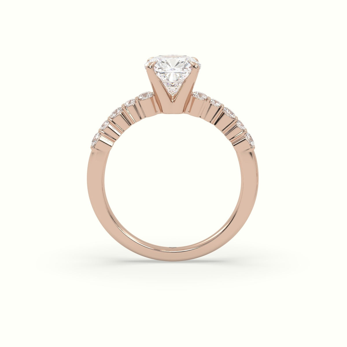 Cushion Cut Diamond Pave Engagement Ring — Rose Gold