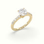 Cushion Cut Diamond Pave Engagement Ring — Yellow Gold