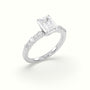 Emerald Cut Diamond Pave Engagement Ring — White Gold