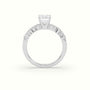 Emerald Cut Diamond Pave Engagement Ring — White Gold