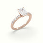 Emerald Cut Diamond Pave Engagement Ring — Rose Gold