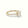 Emerald Cut Diamond Pave Engagement Ring — Yellow Gold