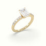 Emerald Cut Diamond Pave Engagement Ring — Yellow Gold