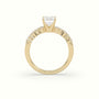 Emerald Cut Diamond Pave Engagement Ring — Yellow Gold