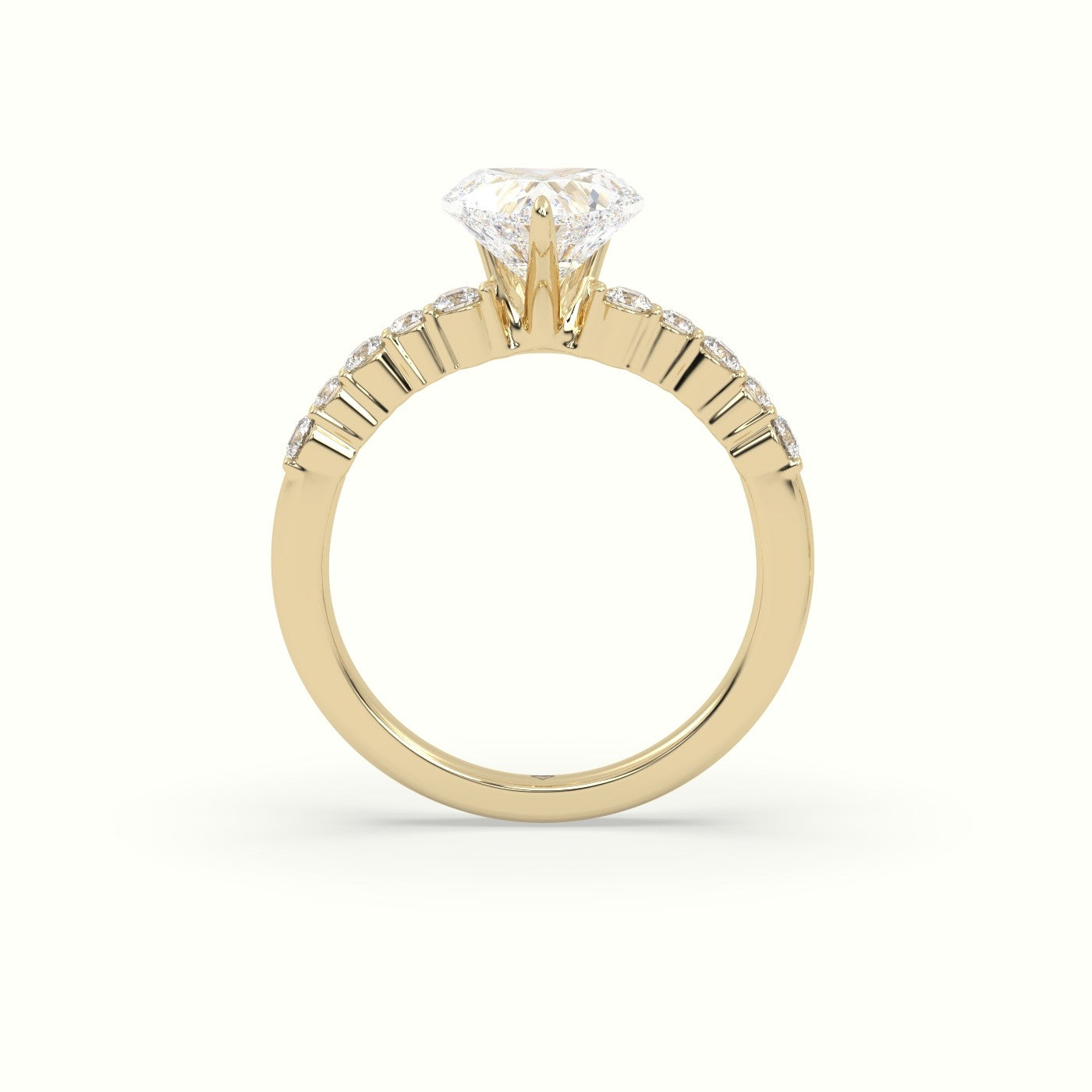 Heart Cut Diamond Pave Engagement Ring — Yellow Gold