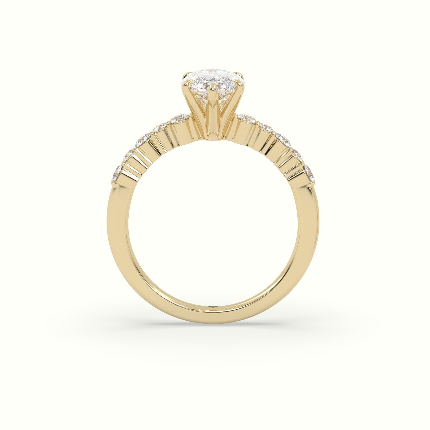 Marquise Cut Diamond Pave Engagement Ring — Yellow Gold