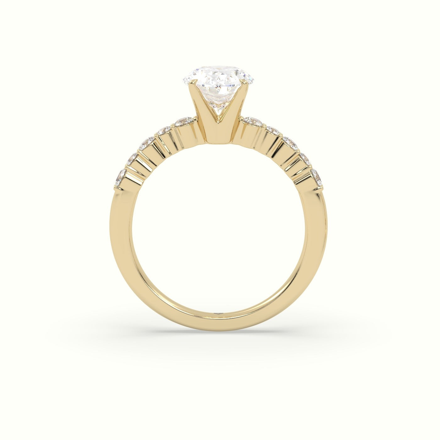 Oval Cut Diamond Pave Engagement Ring — Yellow Gold