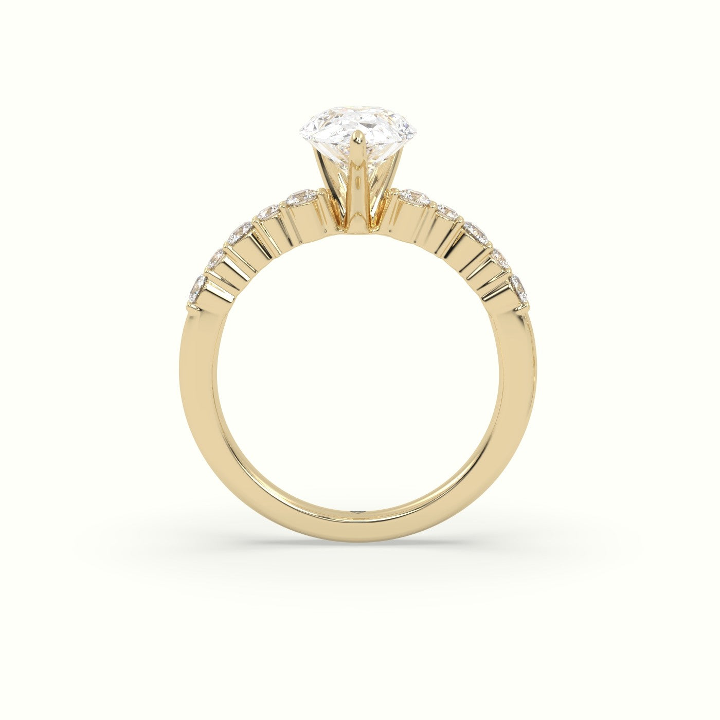 Pear Cut Diamond Pave Engagement Ring — Yellow Gold