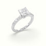 Princess Cut Diamond Pave Engagement Ring — White Gold