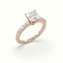Princess Cut Diamond Pave Engagement Ring — Rose Gold