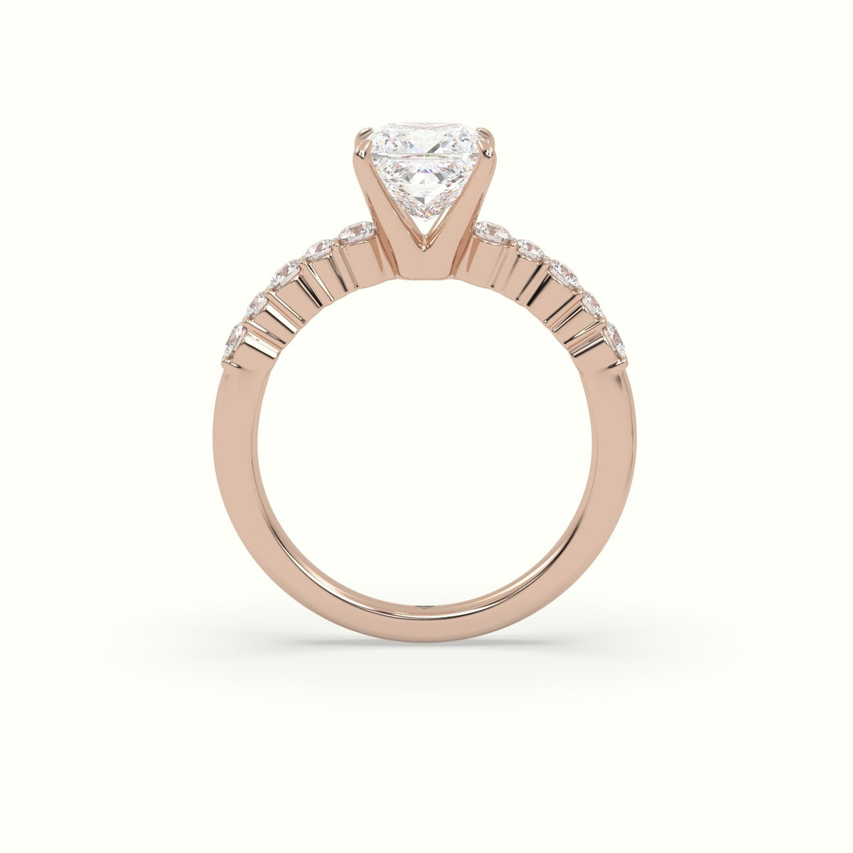 Princess Cut Diamond Pave Engagement Ring — Rose Gold